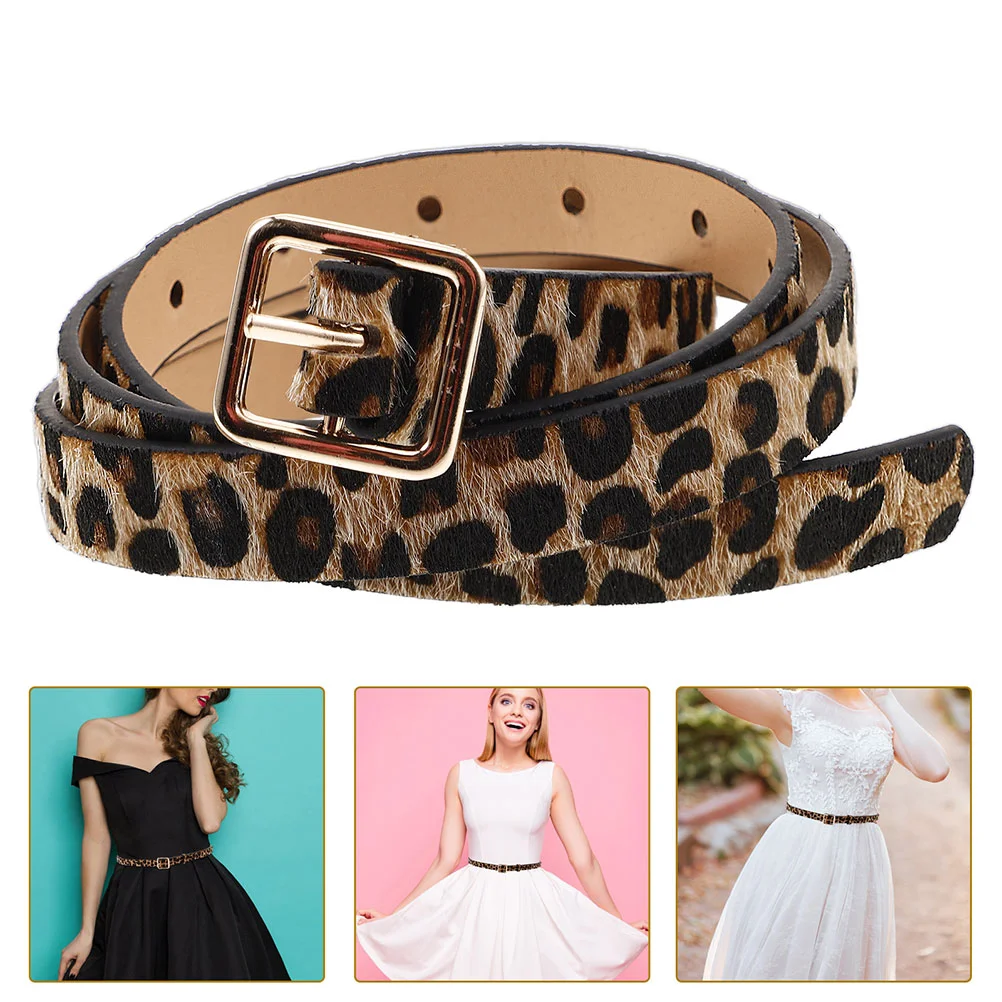 

2 Pcs Leopard Print Belt Waist Fasteners Waistband Skin Animal Imitation Pants Belts