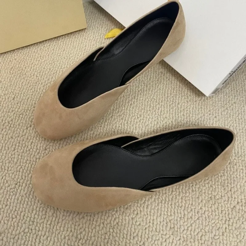 High Quality Calf Suede Shallow Mouth Flat Mules Shoes for Women