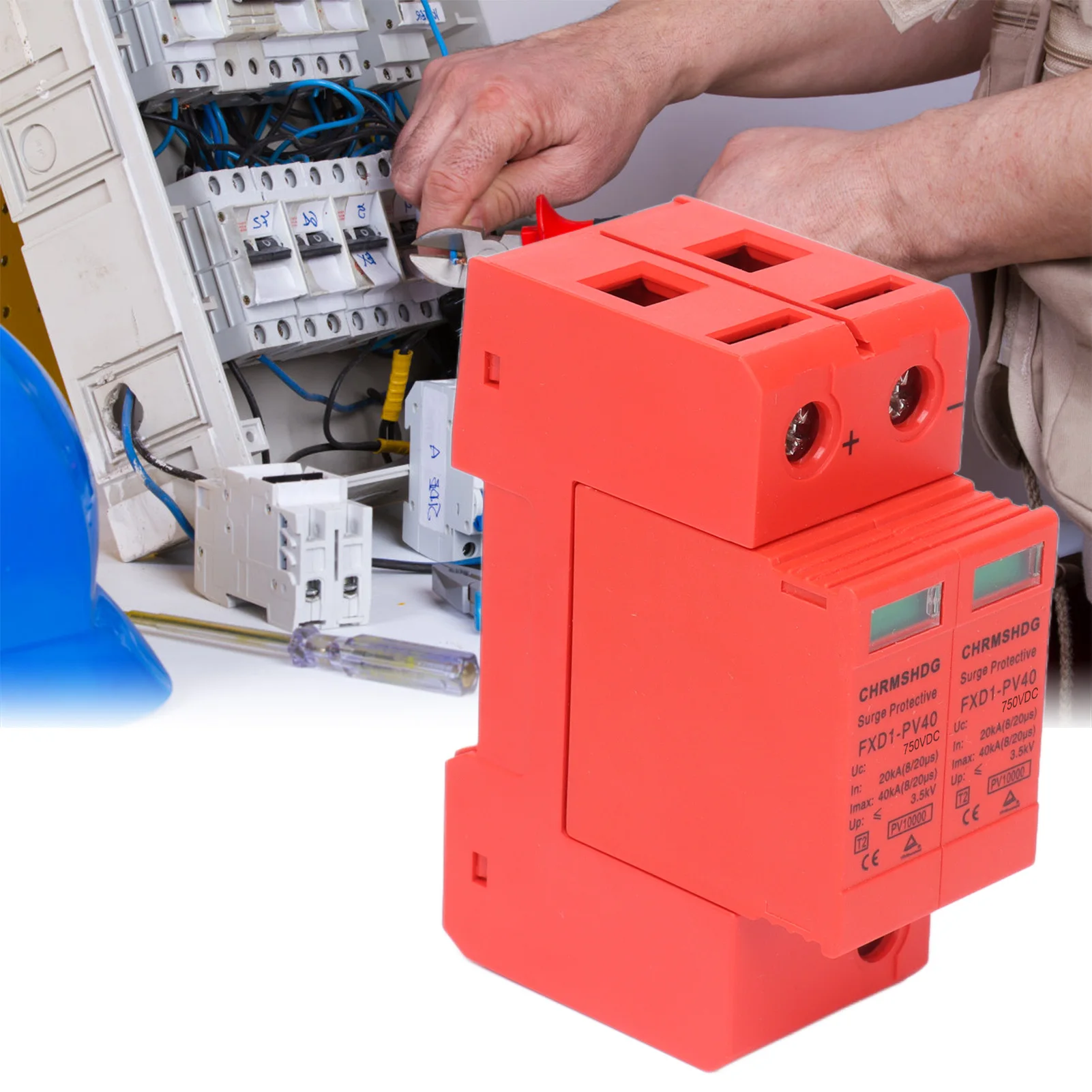 2PCS FXD1-PV40 DC Surge Protector 2P 40KA Solar Lightning Protection SPD Device DC 1000V 750V 500V Stable Structure