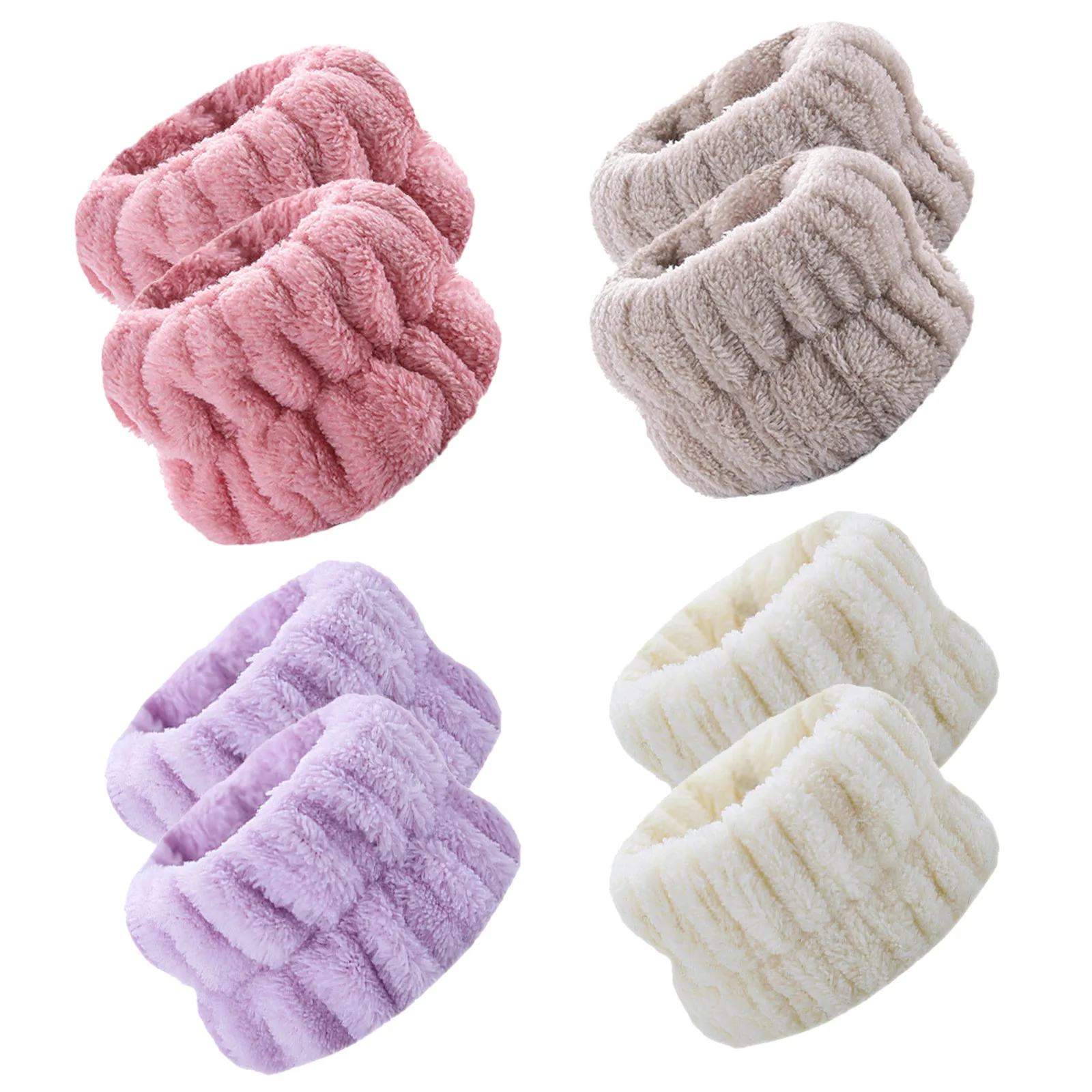 

4Pcs/set Washing Face Spa Wrist Washband Hair Band Flannel Microfiber Absorbent Wrist Wash Towel Band Velvet Hairband Wristband