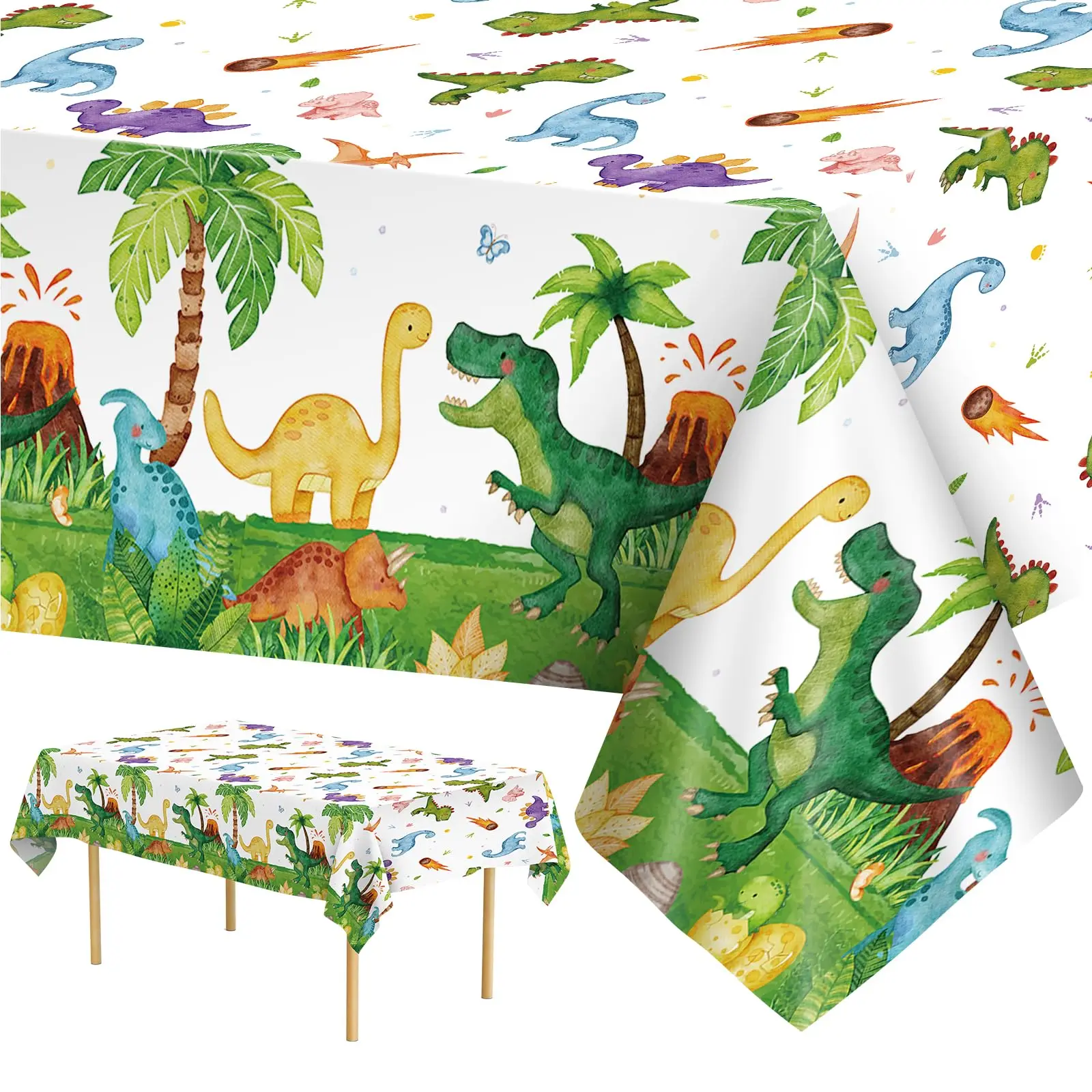 

Dinosuar Tablecloth Plastic Jungle Animal Disposable Rectangle Table Cover for Dino Themed Birthday Party Decoration Supply