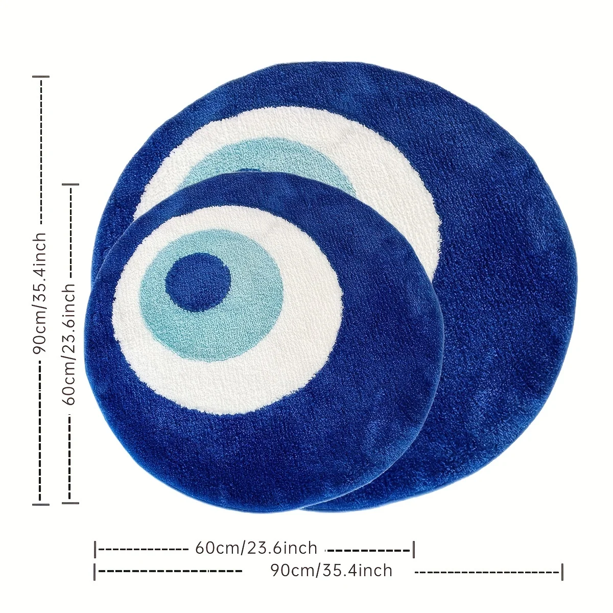 Blue Devil Eye Round Rug Plush Material TPR Non-slip Carpet Base Handcrafted Soft Cozy Home Decor