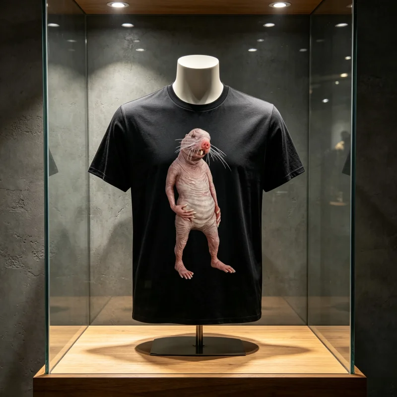 2026 Novelty Naked Mole‑Rat Graphic T‑Shirt Men Funny Animal Print Short Sleeve O‑Neck Casual Cotton Tees Daily Streetwear Tops