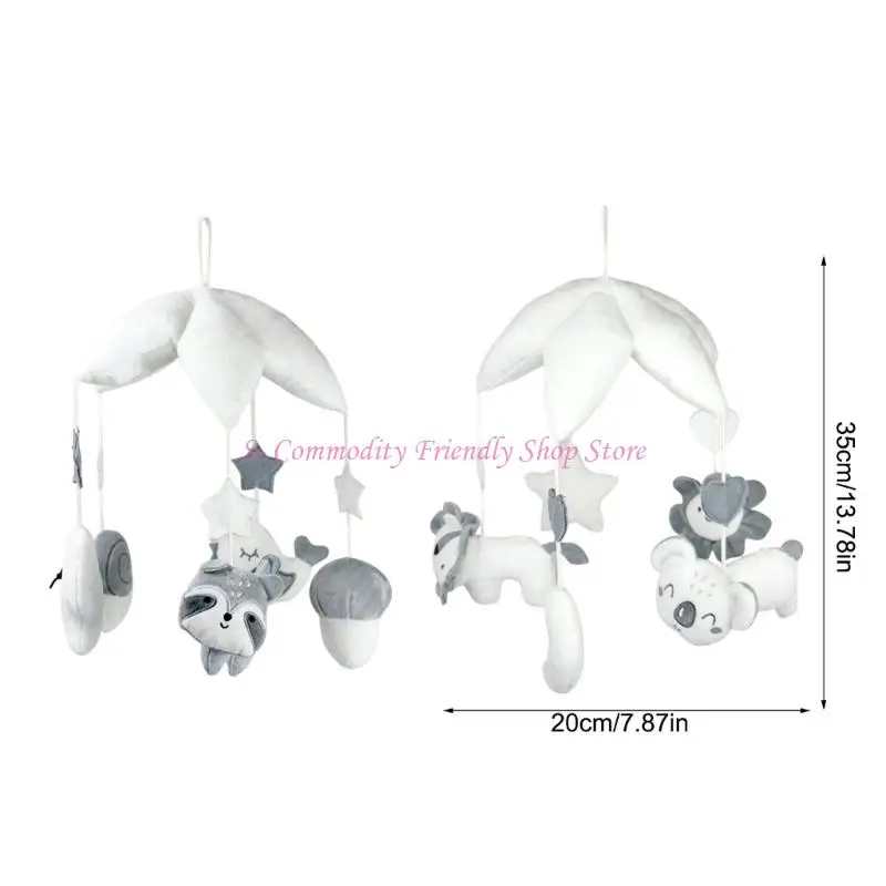 85AE pluche speeldoos babybedje mobiele roterende dieren hangende rammelaar kinderkamer decors