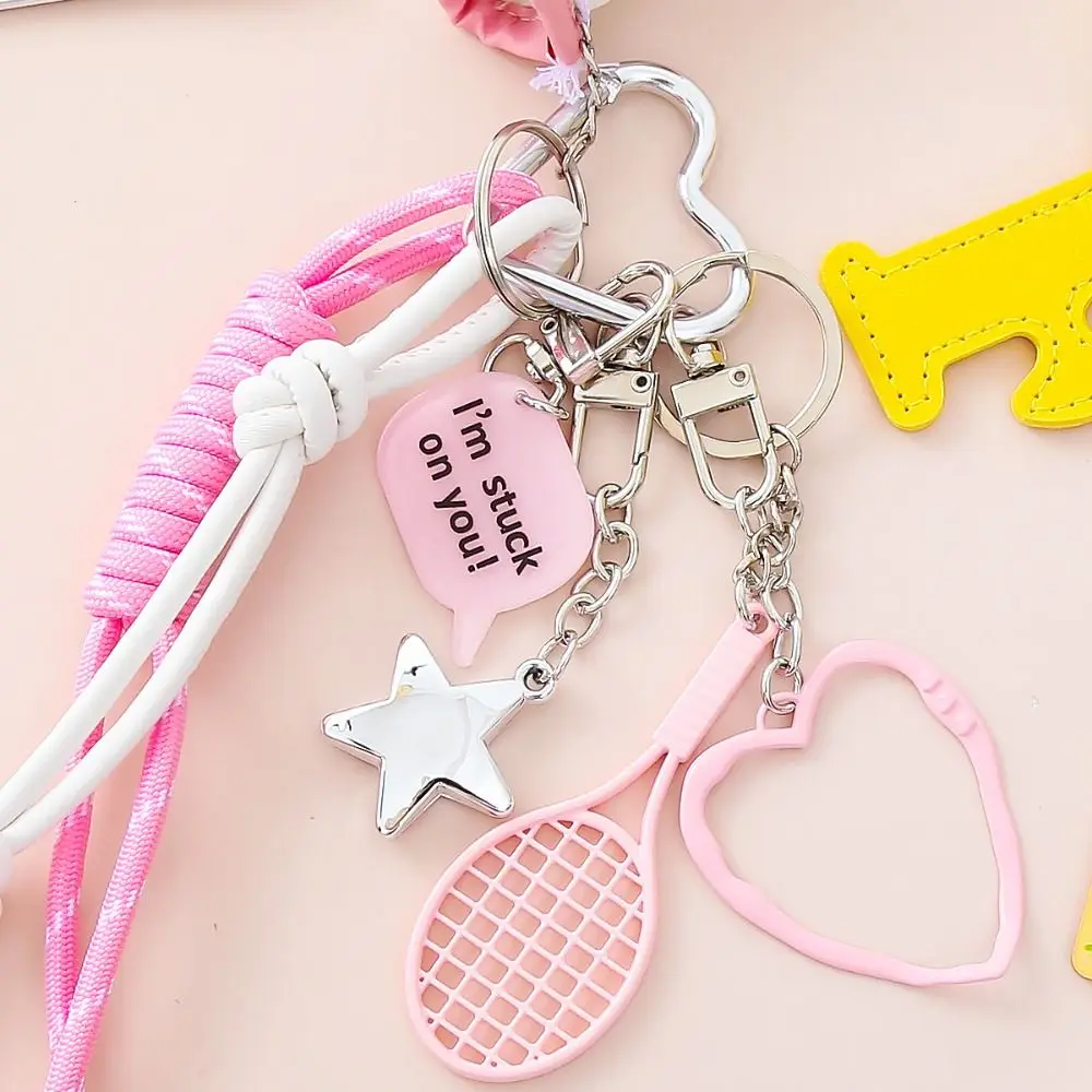Heart Buckle Boxing Gloves Bag Hanging Stars Badminton Racket Simulation Gloves Keyring Creative Bag Charm
