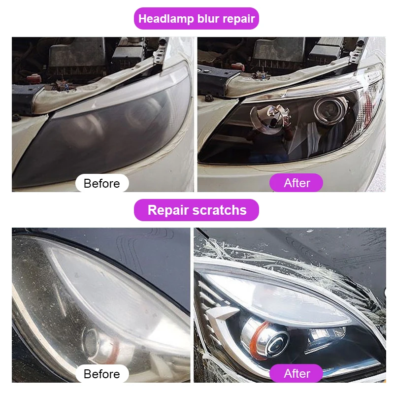 Car Headlight Restoration Polishing Kits Headlamp Scratch Remover Repair Cleaning Paste Remove Oxidation Headlight Polish Liquid image 5