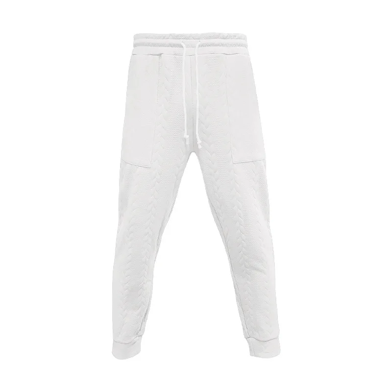 

European, American autumn and winter new men's knitted tiha casual breathable sports large size drawstring trousers men
