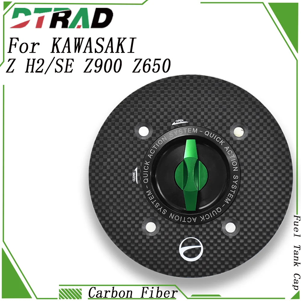 Carbon Fiber Quick Action Fuel Tank Cap For KAWASAKI Z H2/SE 2020-2025 Z650/Z900/SE/Z400 2017-2025 Airbox Keyless Oil Gas Cover