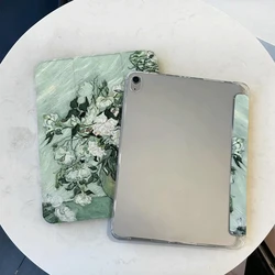 Flip Smart Cover for IPad Air 4 10.9 2020 Air 5 Ipad 2017 2018 9.7inch Ipad Mini6 8.3 10.2 7th 8th 9th Gen Vase White Roses