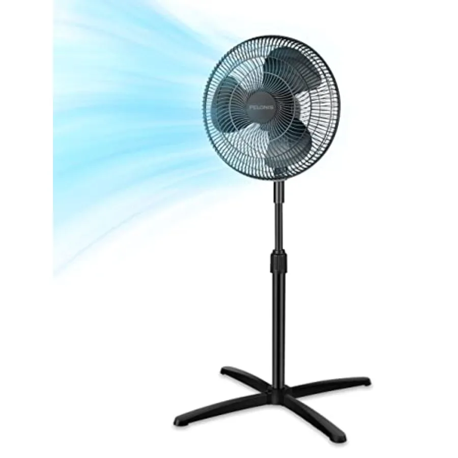 

16 inch Pedestal Fan for Bedroom Oscillating Fan 3-Speeds 90° Oscillation Adjustable Height Floor Fan Standing Fan for Living R
