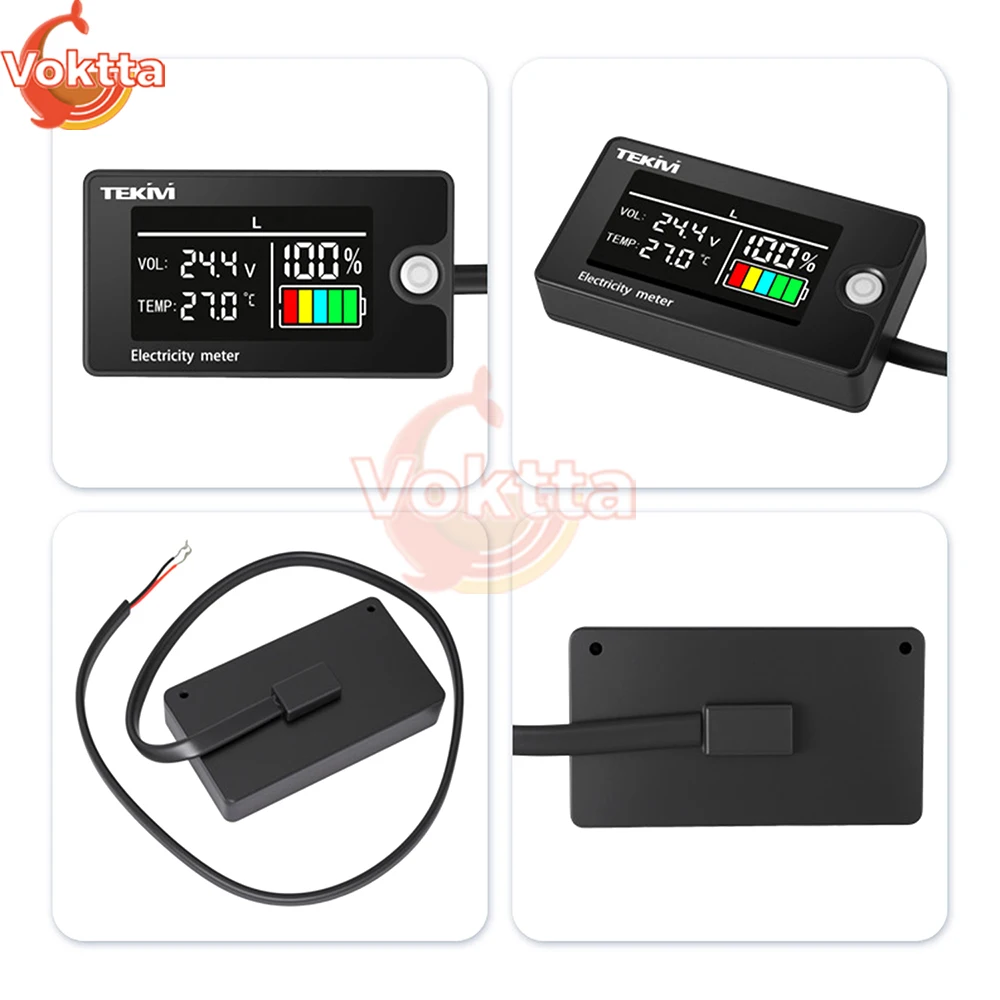 تيار مستمر 8-100 فولت LCD الجهد الرقمي السلطة متر الثلاثي/ليثيوم الحديد/حماض قدرة البطارية مؤشر الفولتميتر مع إنذار درجة الحرارة