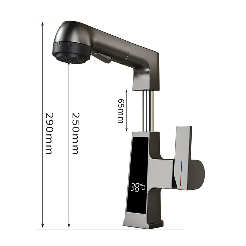 Imagem -06 - Torneira de Exibição Digital Inteligente Multifuncional Torneira de Bacia de Latão Elevação de Rotação de 360 ° Quente e Frio Banheiro