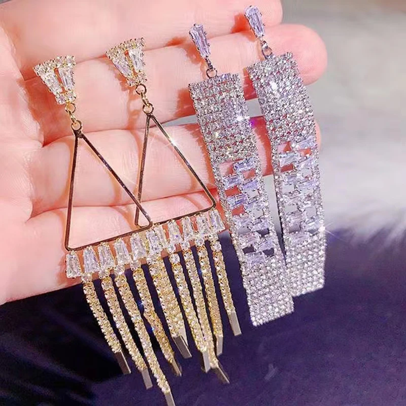 10/20Pairs/Lot Zircon Inlay 925 Silver Needle Copper Women's Earrings Korean Elegant Mixed Styles Drop Earrings Jewelry Gifts