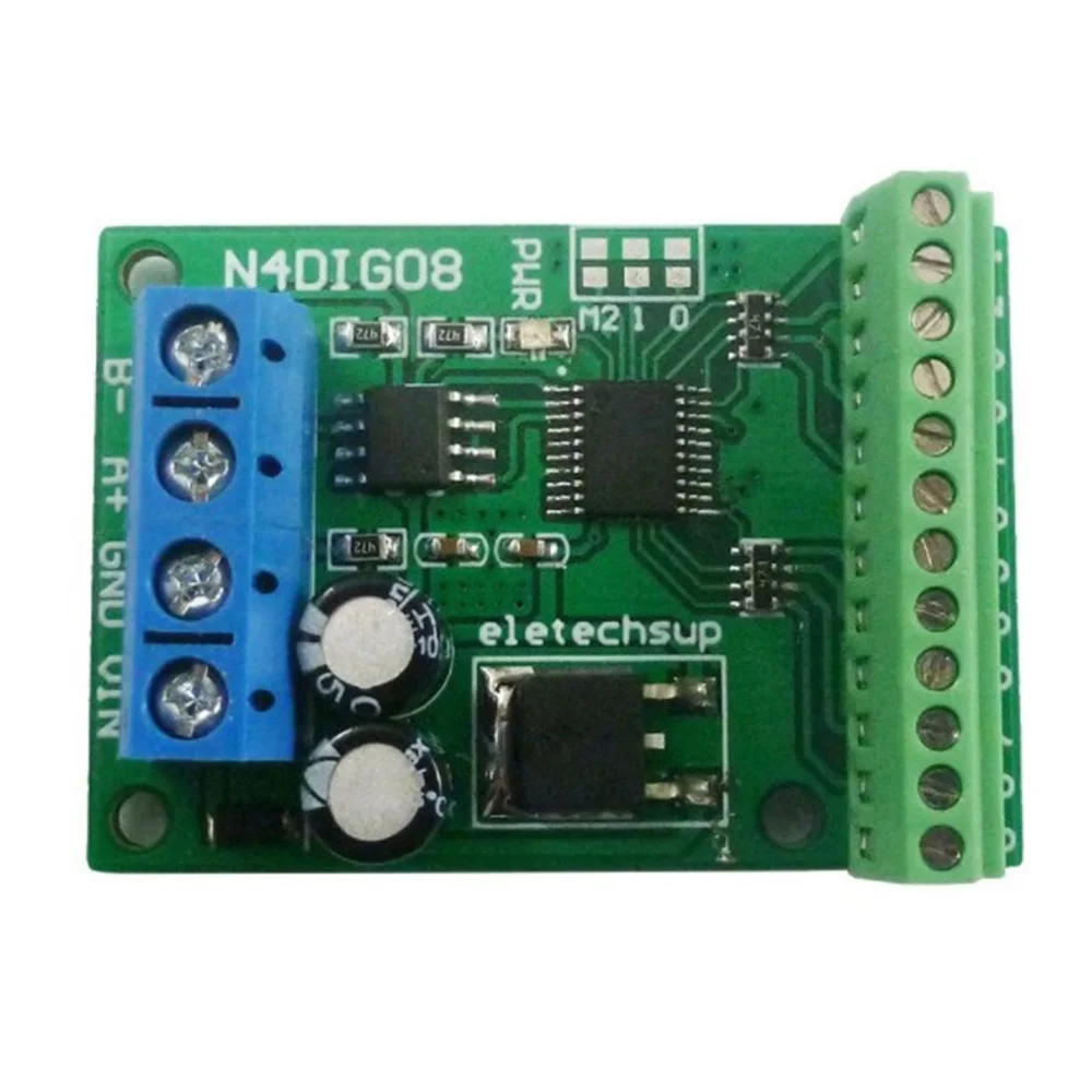 8Ch Input/Output Digital Switch TTL LvTTL CMOS RS485 IO Control Module Modbus Rtu Board for PLC Relay, (with Terminal)