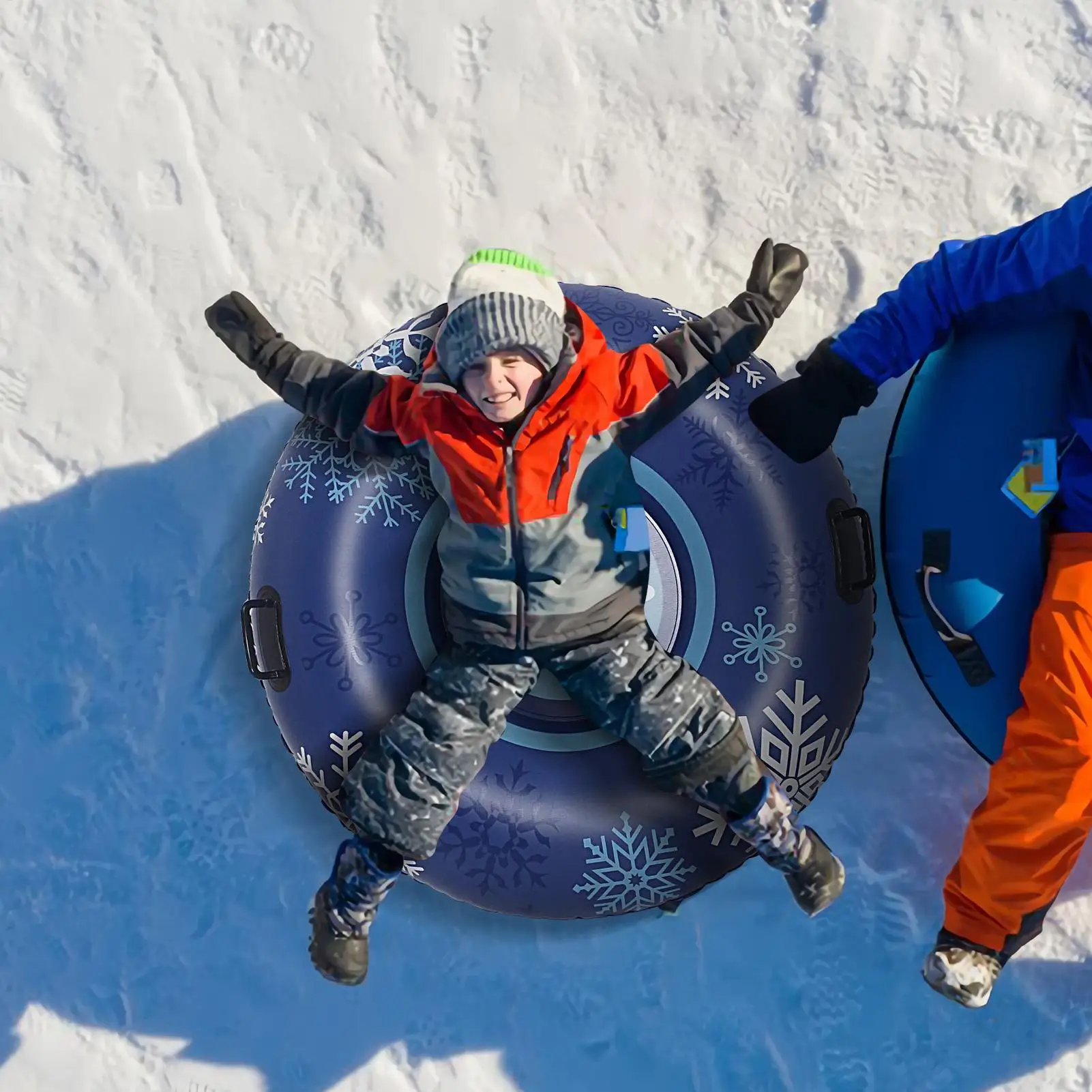 

Снежные трубки для детей 43,3 дюйма, надувные морозостойкие поплавки, сверхмощные сани для малышей на зиму, снежные приключения, путешествия, исследования