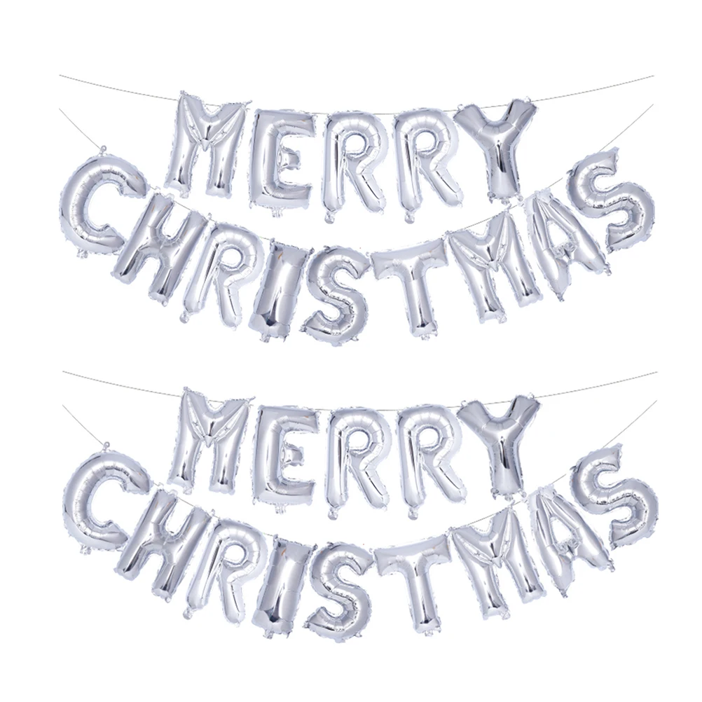 

2 Sets Decoration Alphabet Balloons Holiday Parties Christmas Letters Silver Party Foil