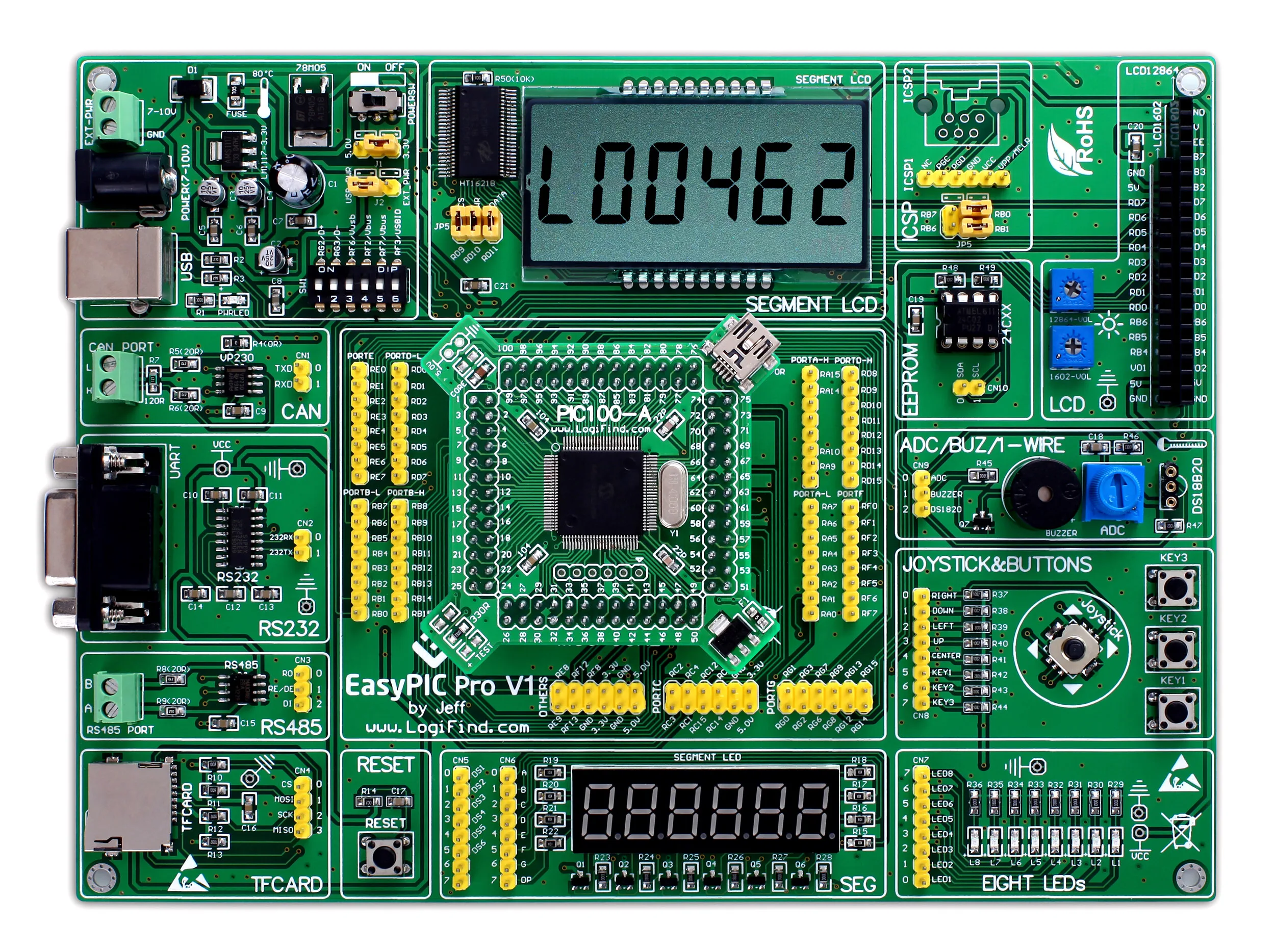 Easypic Pro Learning Evaluation Development Board DsPIC PIC32 PIC24 with Pic32mx795f512l