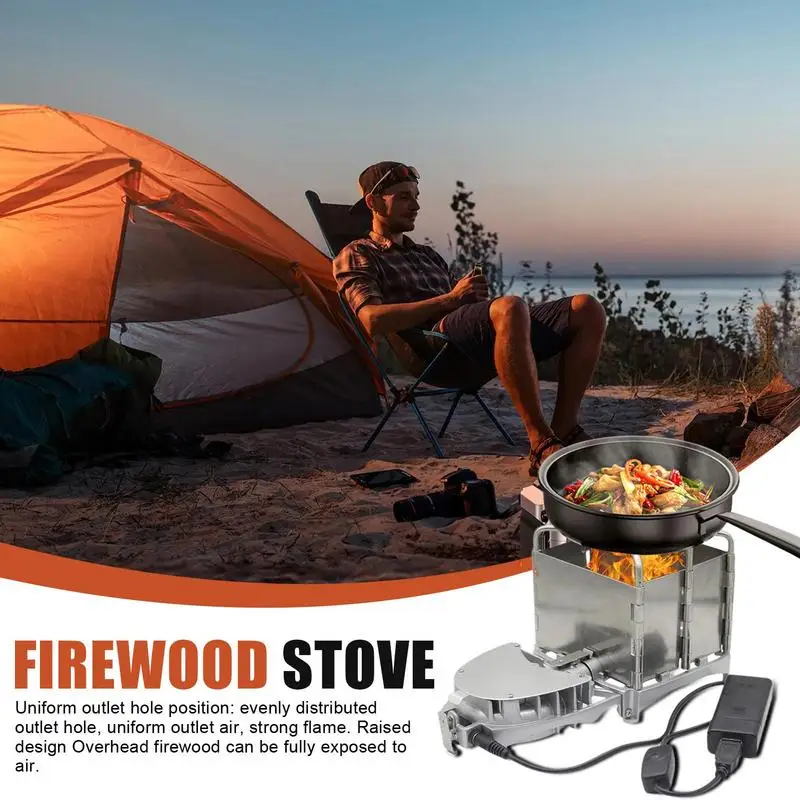 Wood Burning Stove Camping Wood Buring Stove For Cooking Campfire Wood Burning Stove Adjustable BBQ Grill Fire Pit Outdoor