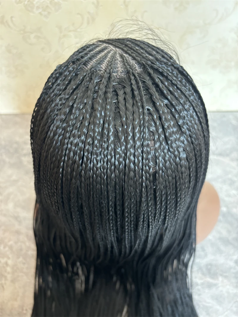 Pelucas de encaje sintético para mujer africana, pelucas trenzadas con malla Frontal, caja de trenzas, pelo de bebé Natural