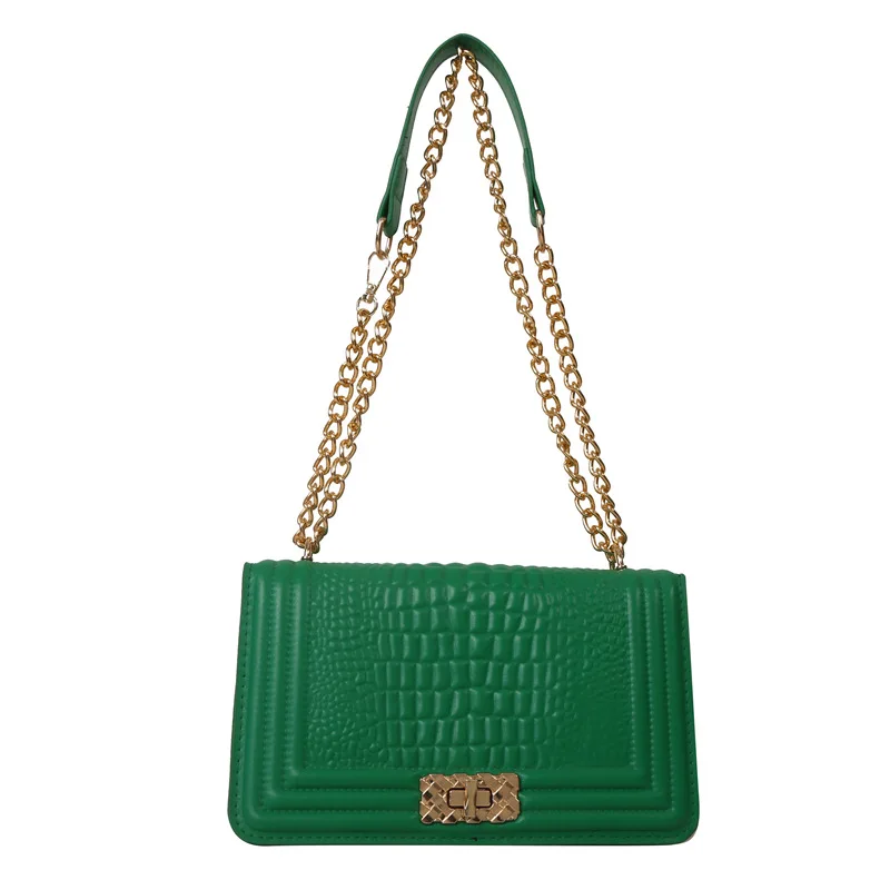 Alirattan 2024 New Crocodile Pattern Popular Lock Buckle Women\'s Bag Winter Chain Single Shoulder Crossbody Bag