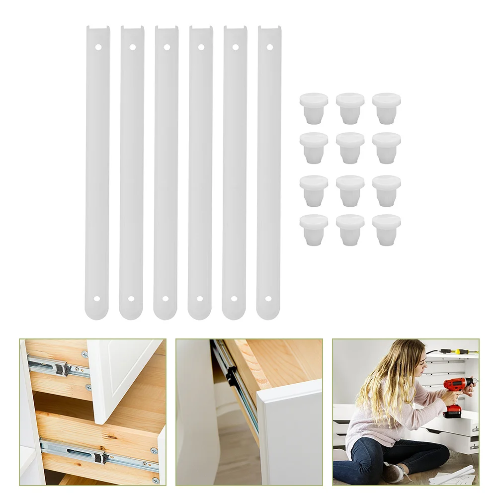 3 Sets Drawer Plastic Slides Rail Guide Sliding Drawers Door Kit Guides for Sliders with Track Glides and