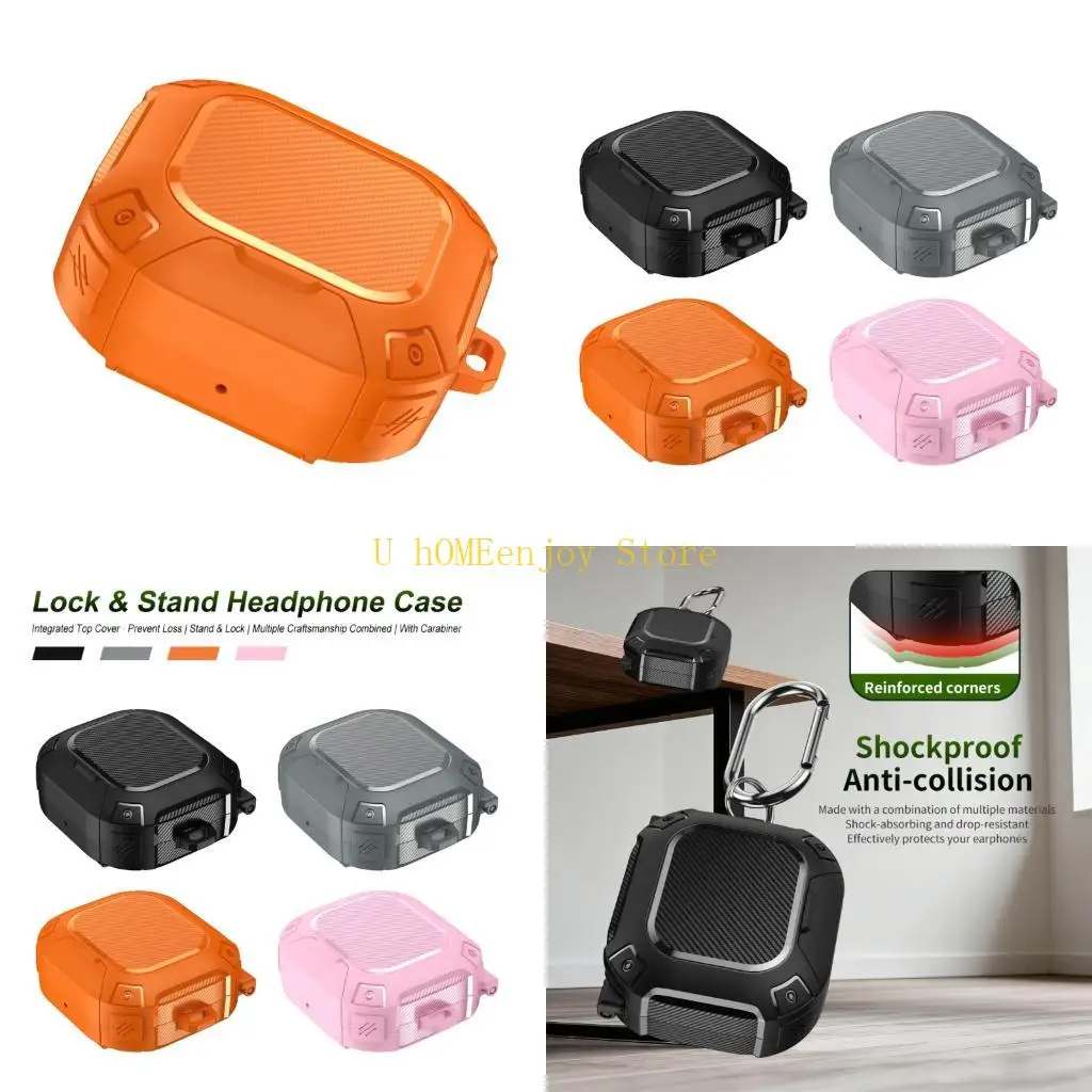 

B0KF Durability Shockproof Cover For Fit 2025 Earbuds Case Featuring AntiScratch Protections Foldable Phone Holder Function