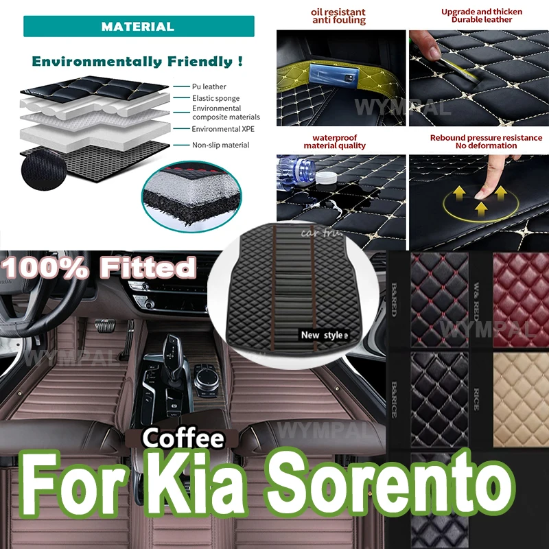 

Luxury Car Carpet Floor Mat For Kia Sorento MQ4 2021 2022 2023 Leather Cat Floor Mats Tapetes Para Automovil Car pads Waterproof