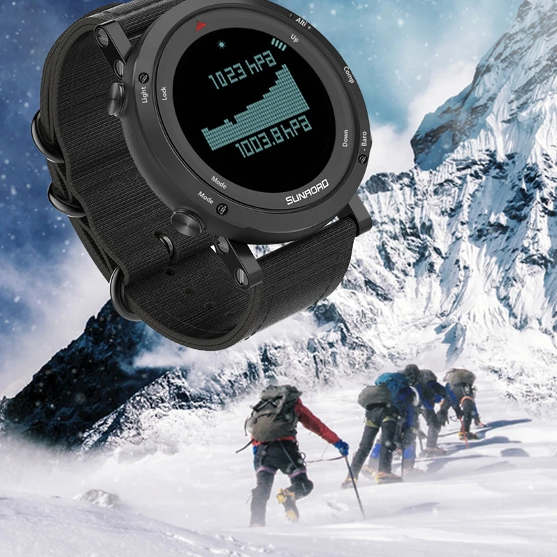 Sunroad FR851 Digital Sports Watch Barometer Altimeter Compass Pedometer Waterproof Casual Luminous Stopwatch Weather Forecast