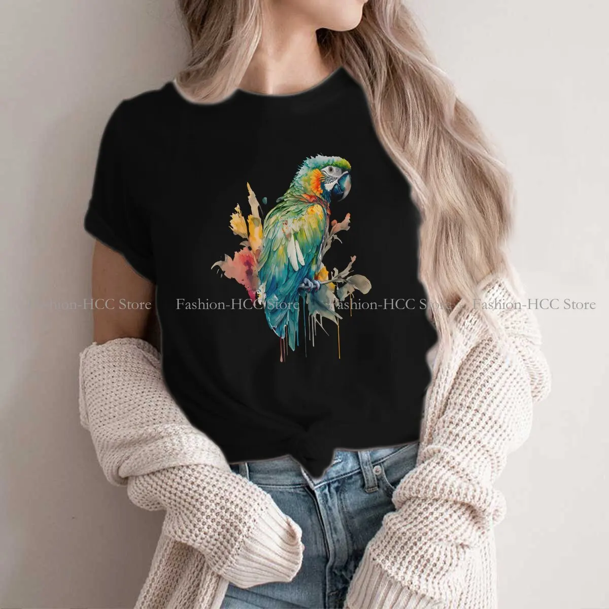 Watercolor Graphic Polyester TShirt Conure Cockatiel Style Tops Leisure T Shirt Female Short Sleeve