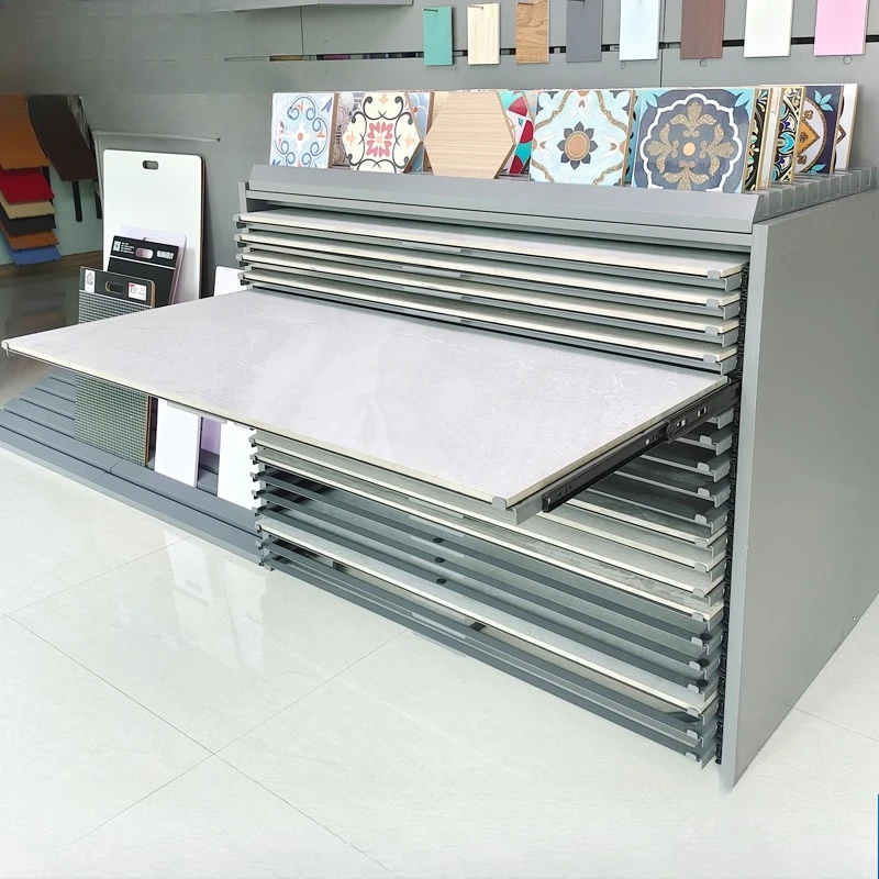 خزانة بأدراج البلاط 20 طبقة سعة كبيرة 75*150 90*180 رف عرض درج من الحديد المطاوع والخشب والحبوب