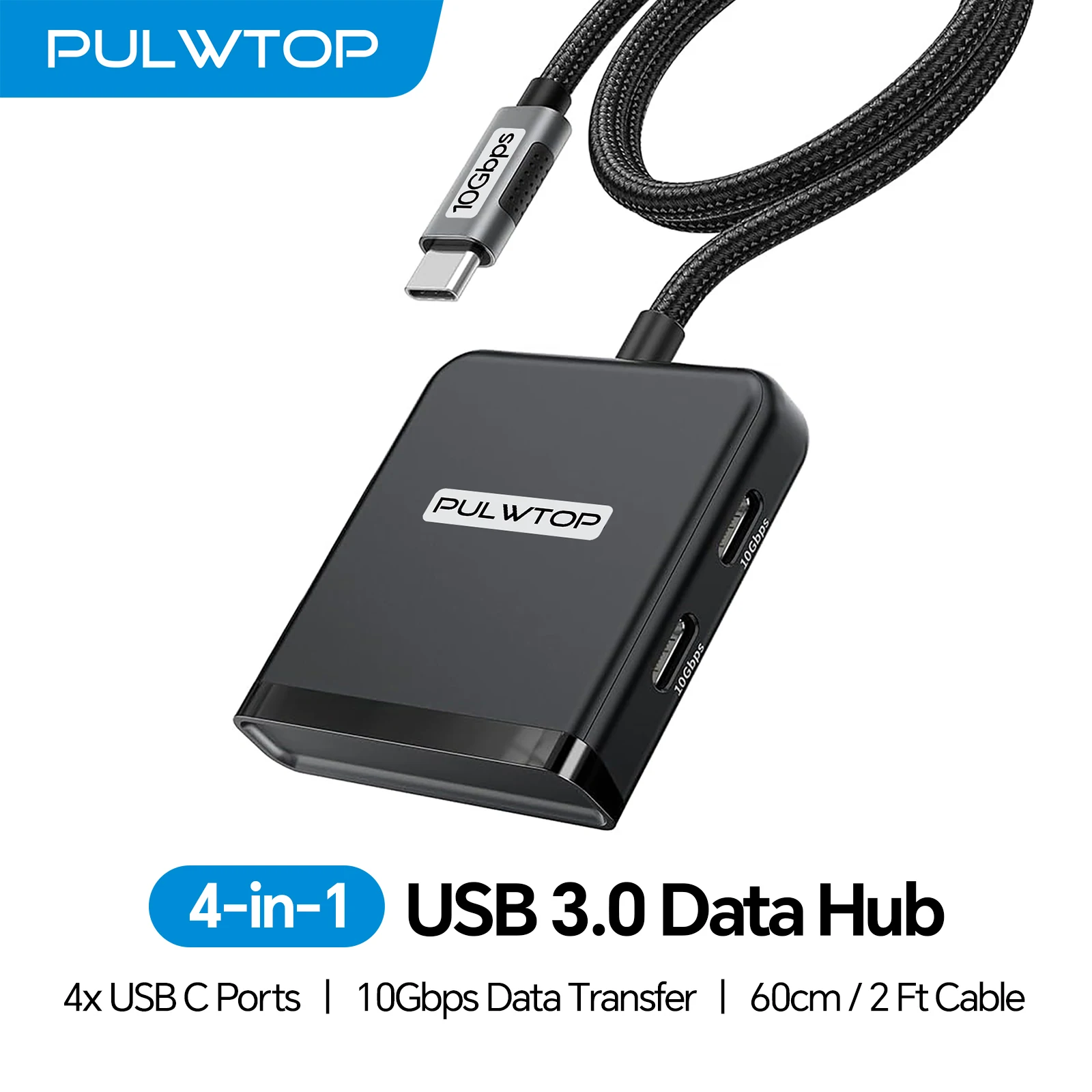 

PULWTOP 4 IN 1 USB C Hub 5Gbps for Laptop,USB C Hub Multiport Adapter for MacBook, Chromebook, XPS(Not Support Monitor)