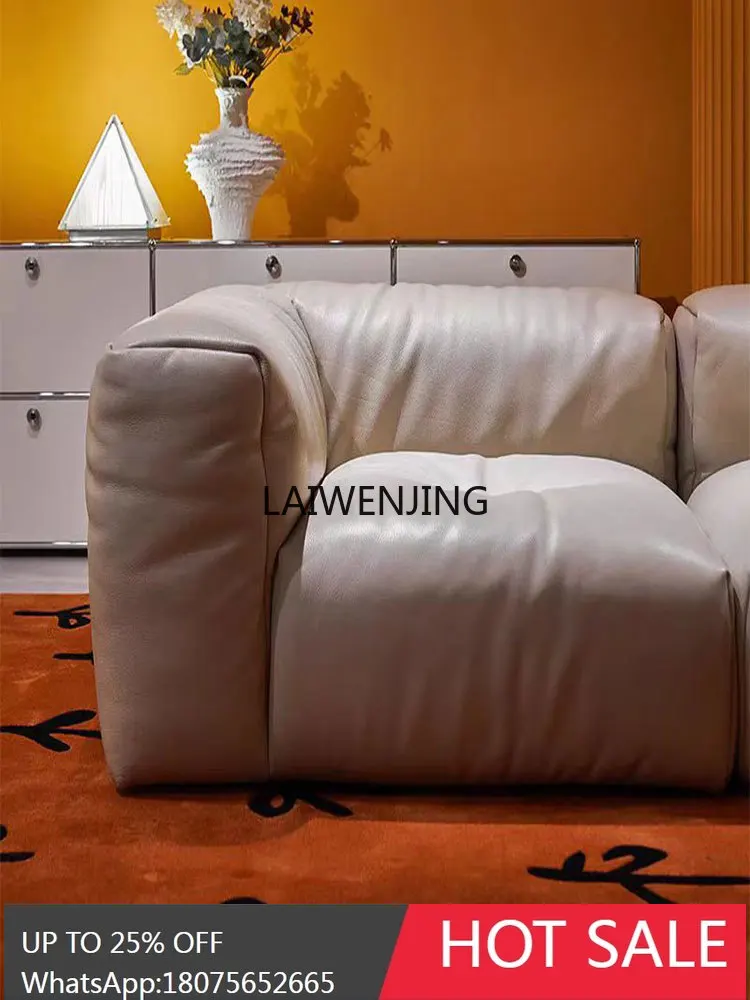 SGF minimalist leather tofu cubes bubble light luxury living room straight row leather sofa