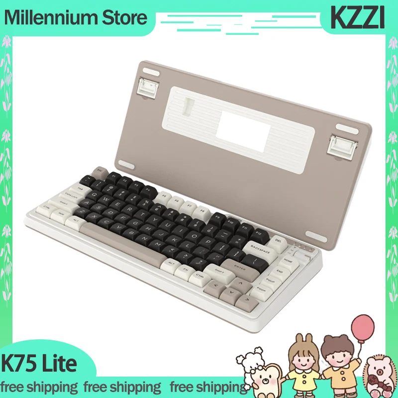 

Kzzi K75 Lite Mechanical Gamer Keyboard 3Mode 2.4G Wireless Bluetooth Keyboard RGB Keycaps PBT Custom Game K75Lite Keyboard Gift