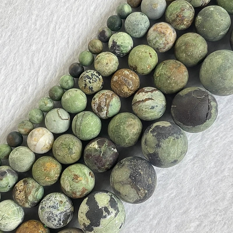 

4 6 8 10 12mm Matte Beads Natural Green Opal Yellow Sun Stone Loose Bead DIY Bracelet Necklace Beads For Making Accessories