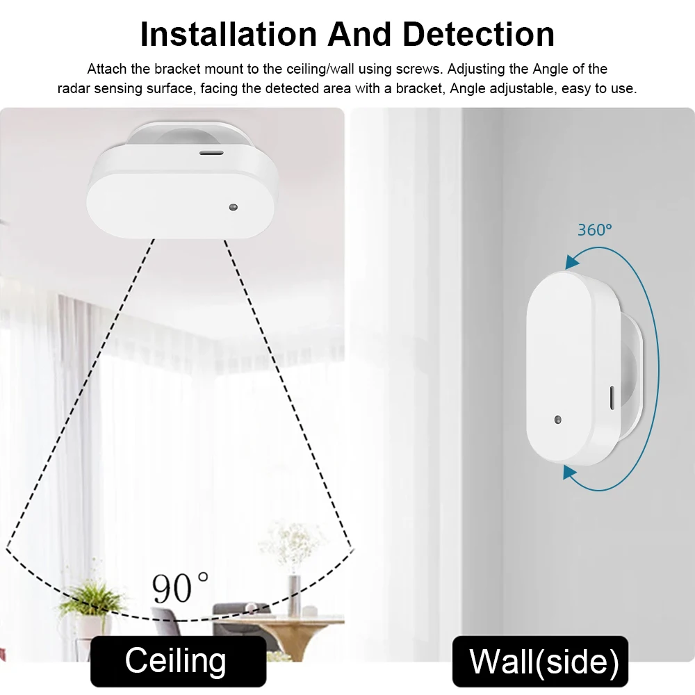 24G Tuya Smart WiFi/Zigbee 3.0 Body PIR Sensor Smart Motion Transducer Smart Life Home Security Control Via Alexa Google Home