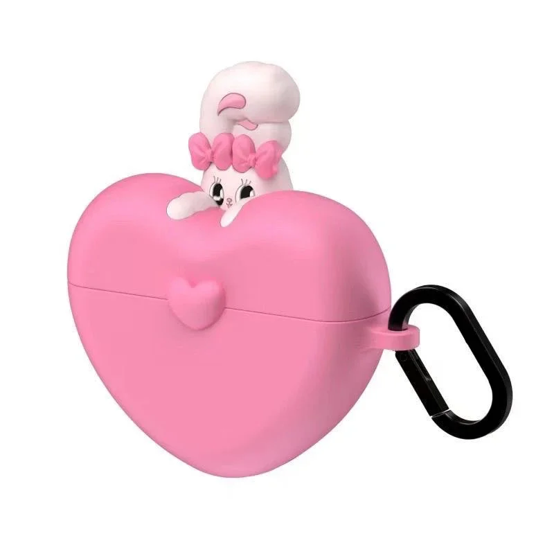 

Cute Heart-shaped Rabbit Silicone Case for AirPods 3 4 Pro Pro2 Earbuds Case Cover with Hook