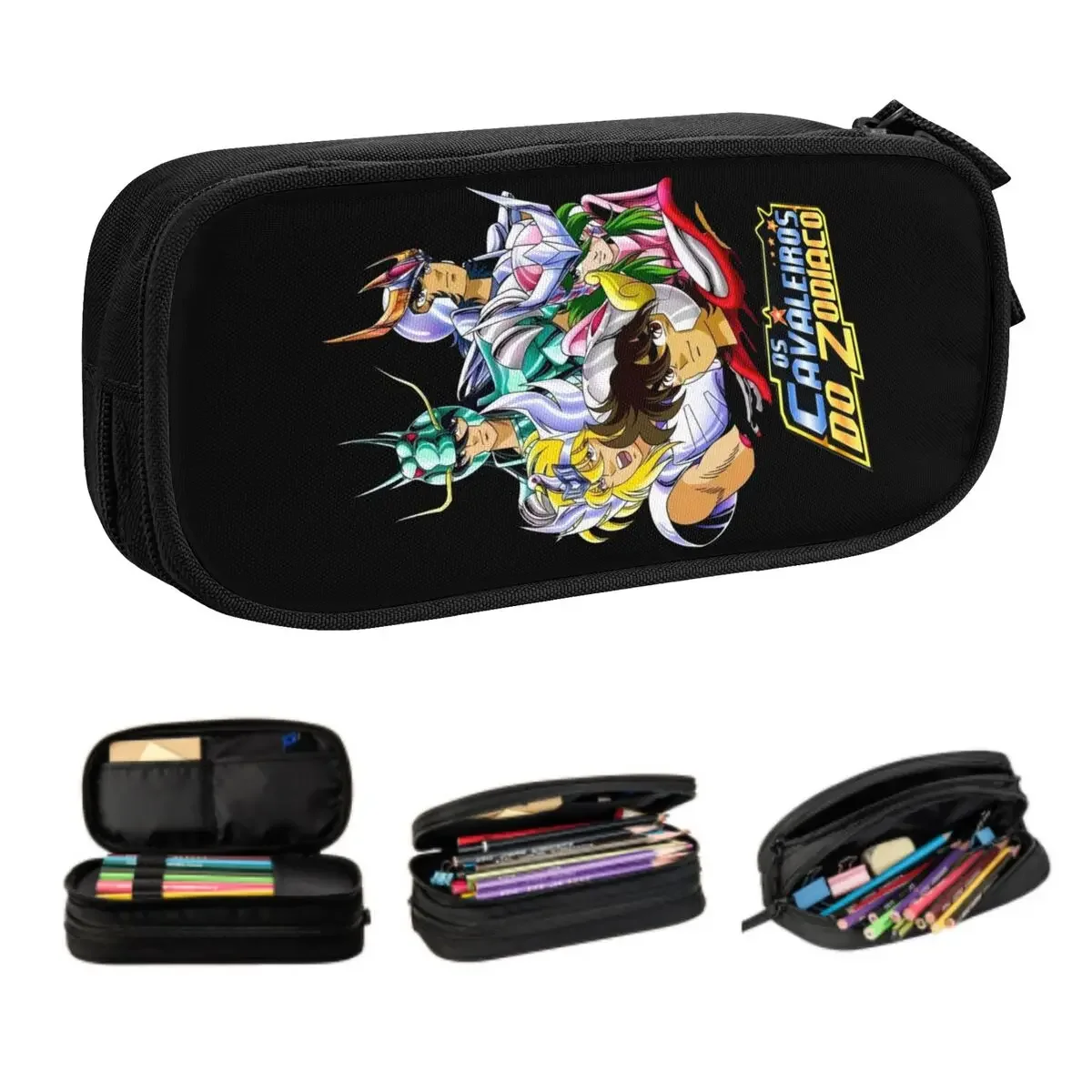 Custom Kawaii Saint Seiya Knights Of The Zodiac Pencil Cases for Boys Gilrs Big Capacity Cartoon Manga Pencil Bag Stationery