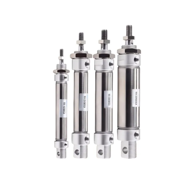 MA16 20 25 32 40 50 63 Double Acting Stainless Steel MA Mini Pneumatic Cylinder10 25 200 250 300mm Stroke Air Pressure Cylinder