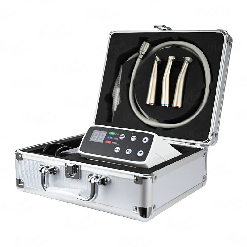 den tal Electric Micromotor Set  Portable System Brushless Motor E Type  Led Optic Fiber Light + Contra Angle Handpiece