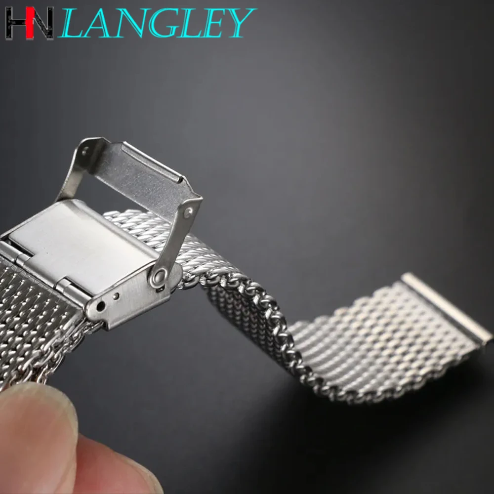 0.6mm 1.0mm Milanese Mesh Watchband 18mm 20mm 22mm 24mm Stainless Steel Bracelet 3mm Thick Strap Heavy Wristband with free tool