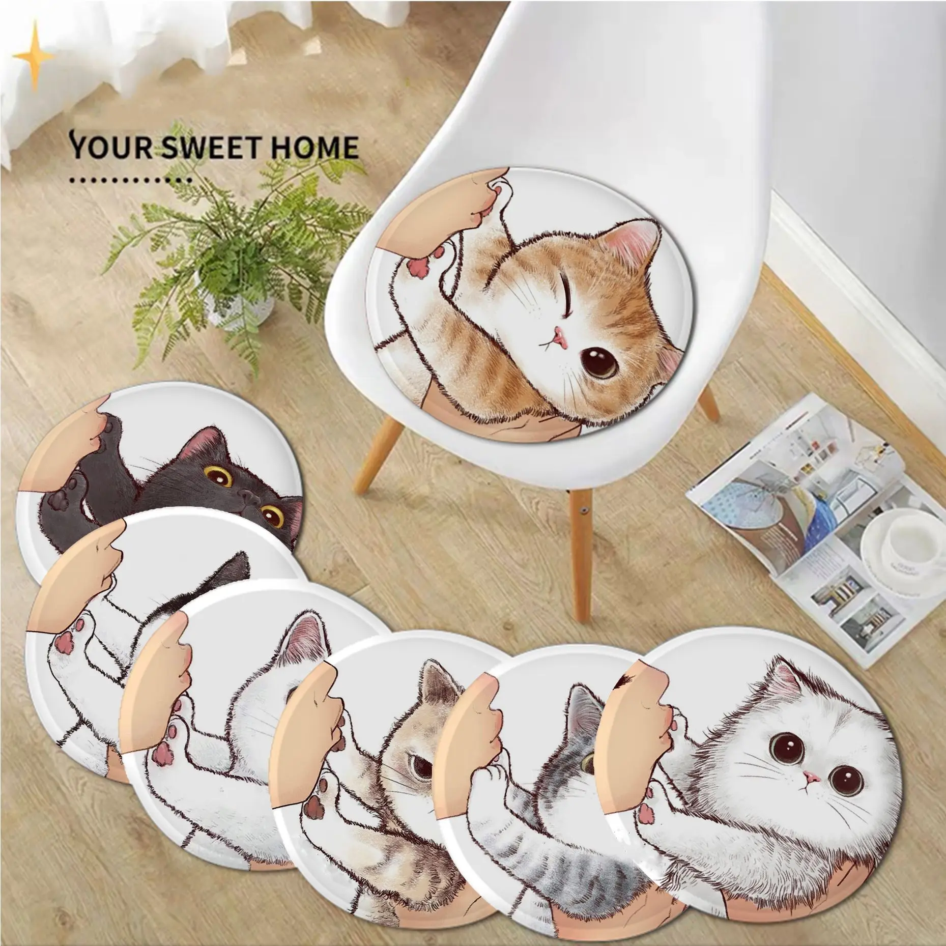 Schöne Katze Kunst Sitz Pad Haushalt Kissen Weiche Plüsch Stuhl Matte Winter Büro Bar Sofa Dekor Tatami