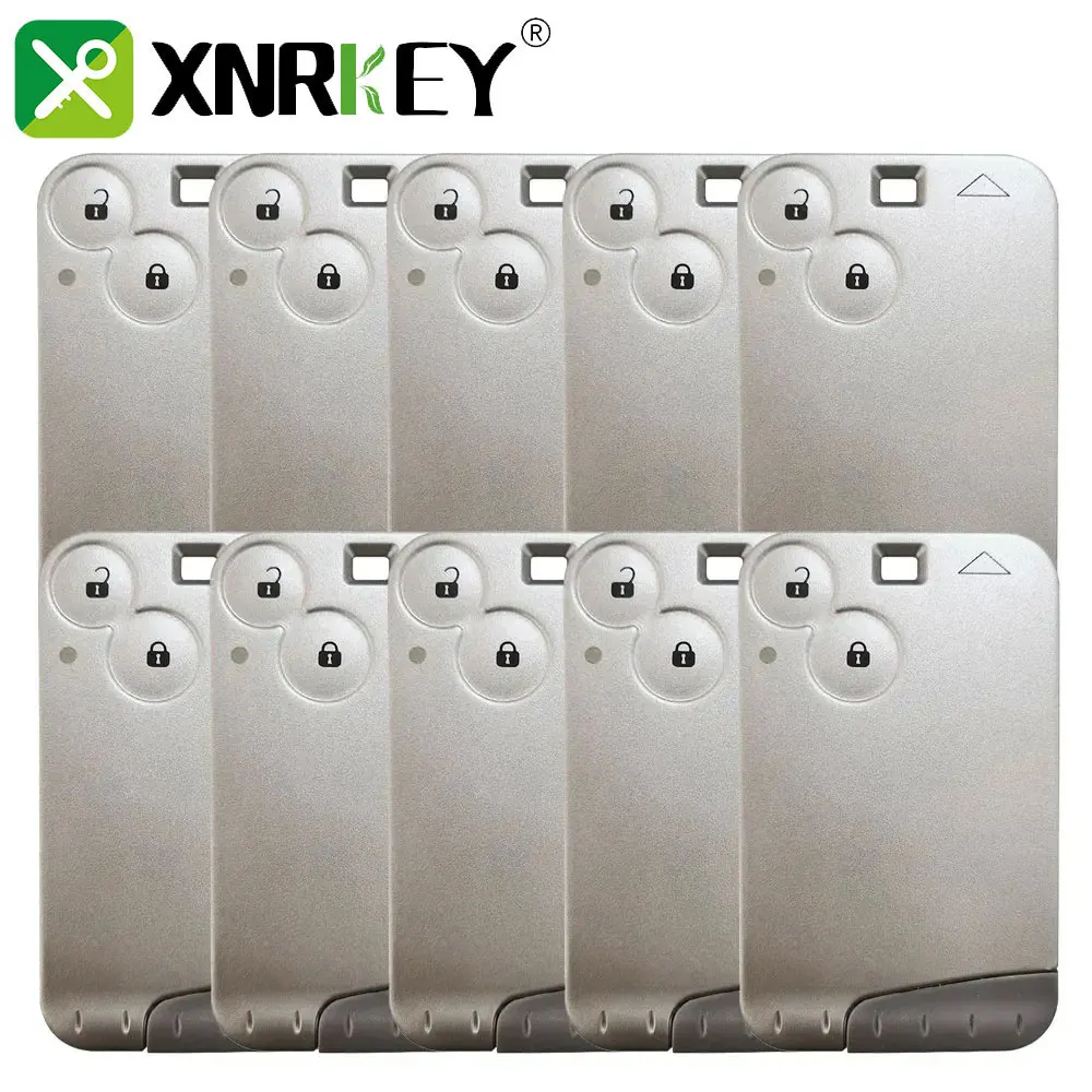 XNRKEY 2 Button 10pcs Smart Card Key PCF7926 Chip 433Mhz NO Words Without Logo Grey Blade for Renault Laguna Remote Car Key