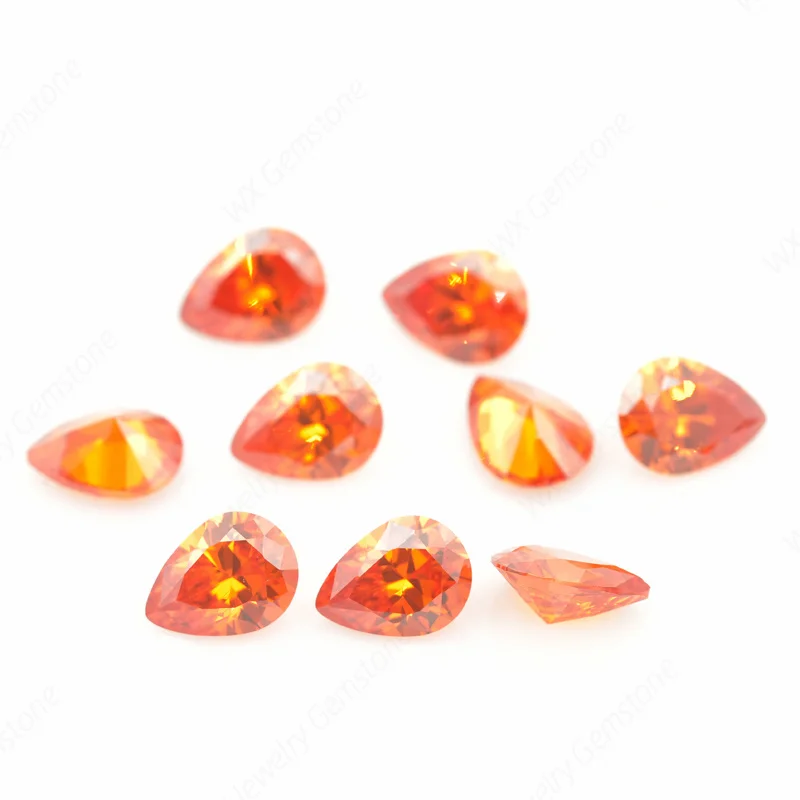 Pear Cut 5A Orange 2x3~18x25mm Synthetic Gems CZ Stone  Loose Cubic ZirconiaFor Jewelry Gemstone Wholesale