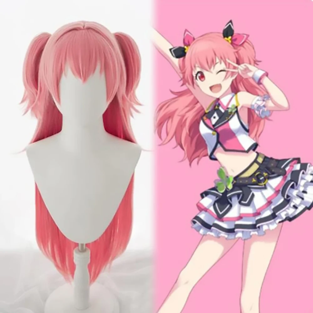 Pink Long Wig Pigtails Momoi Airi Costume Anime Cosplay For Teen Gril Lady Cute Natural Synthetic Hair Daily Wear