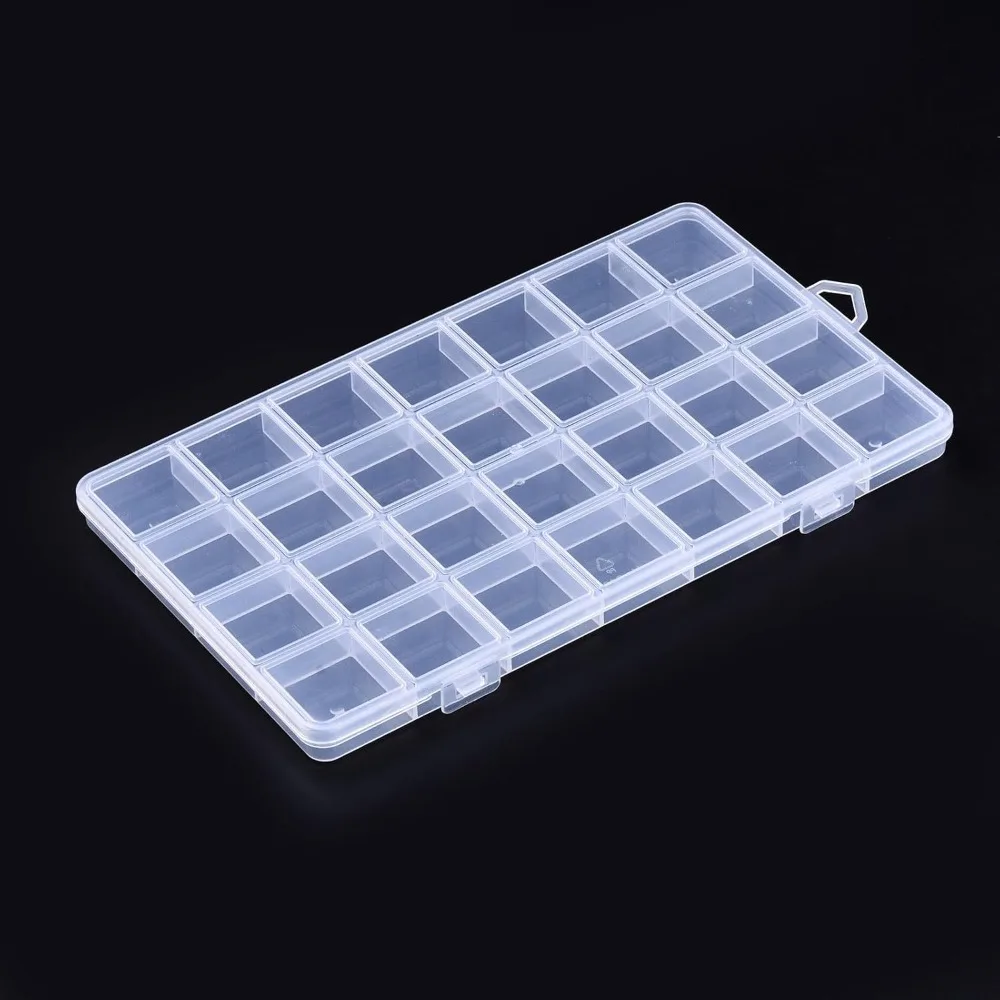 Organizer Storage Plastic Boxes Clear Bead Storage Containers Beaded Adjustable Dividers Boxes 28 Compartments Organizer Boxes