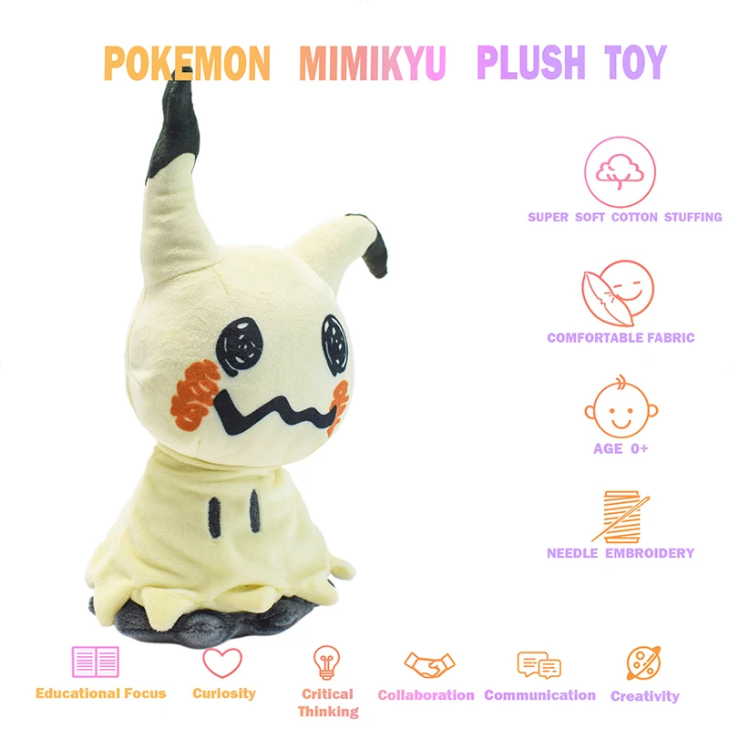 1PC 22CM Takara Tomy Pokemon Anime Cute Mimikyu Plush Toy Mimiqui Plush Cartoon Toys Soft Stuffed Animal Game Figures Doll Gift