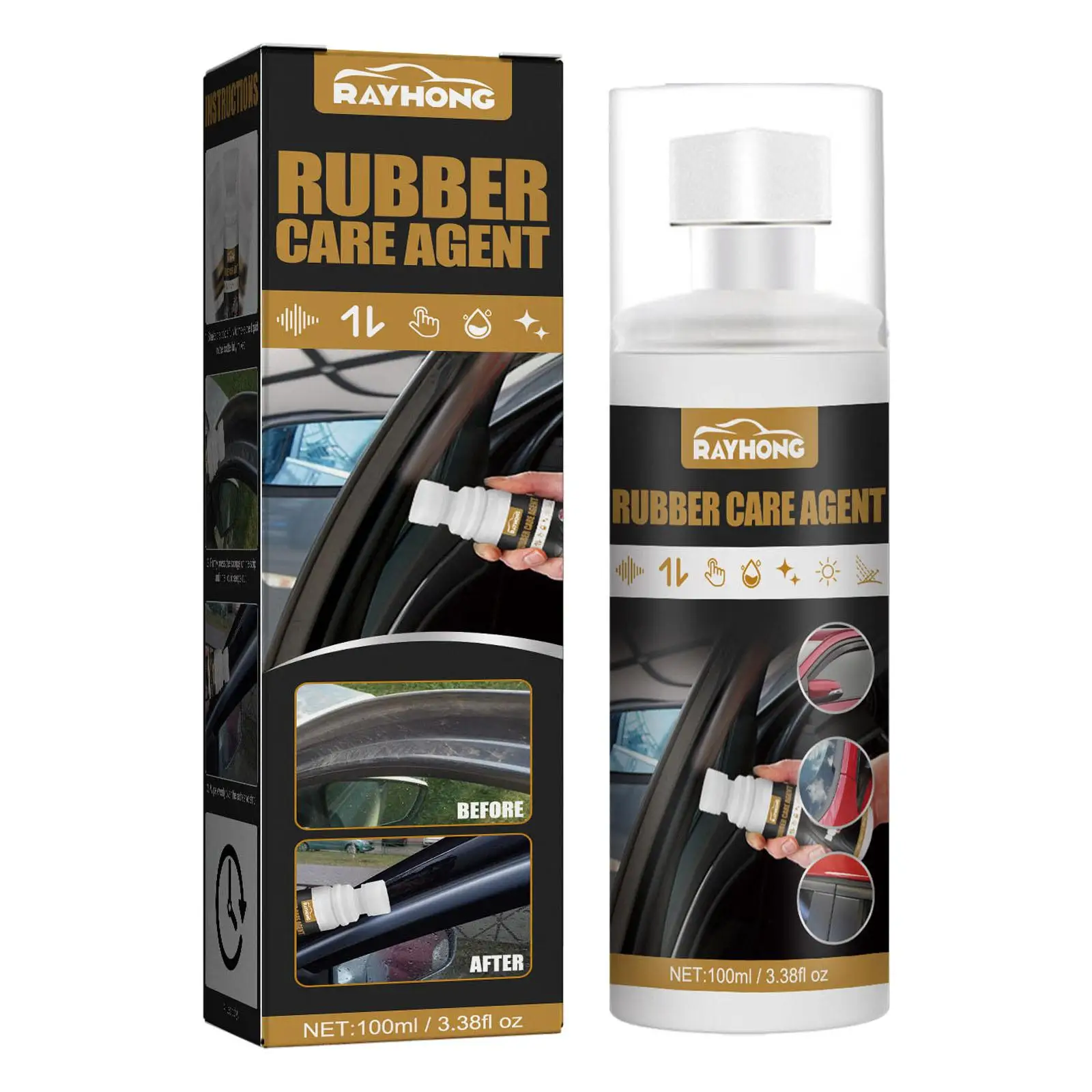 Car Rubber Seal Protectant Agent/ Rubber for Doors Trunks Retreading/ Protects and Conditions Rubber Seals/