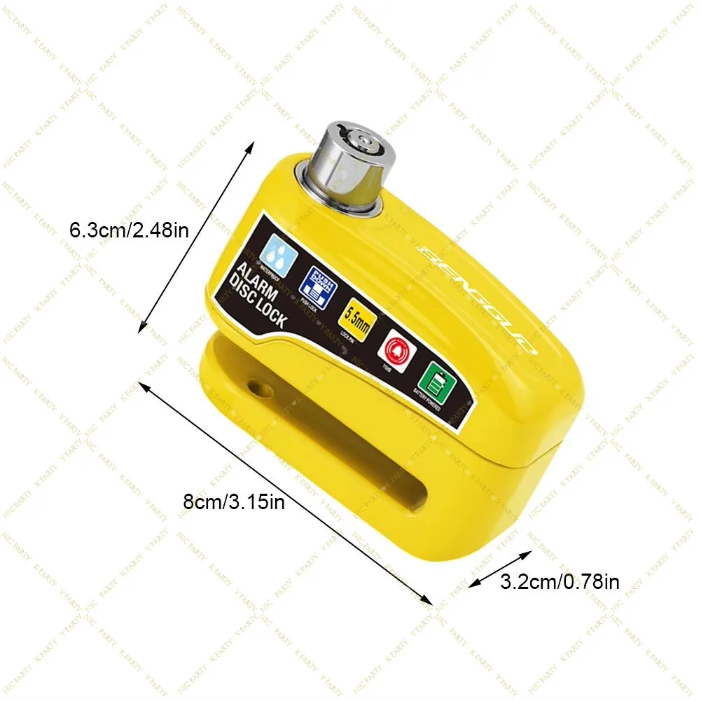 Scooter Safety Lock Motorcycle Bicycle Waterproof Anti-Theft Aluminum 110dB Alarm Lock Wheel Disc Brake Alloy Safety Moto Tool view 3