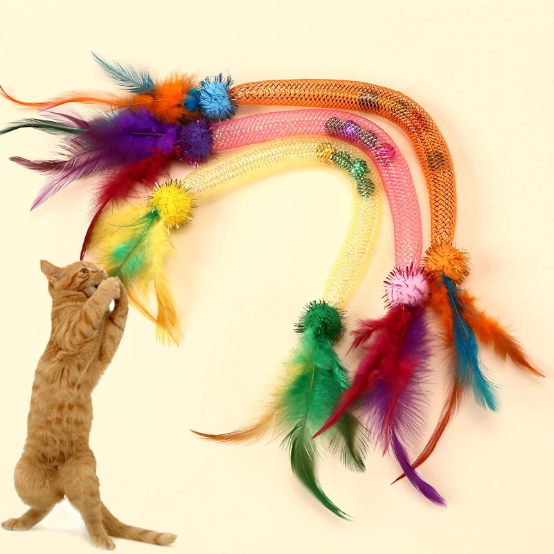 Katzenbiss, elastisches Seil, Katzenspielzeug, Spielzeug, Spielzeug, Spielzeug, Spielzeug, um Katzenstäbchen zu necken, um Langeweile und Federn zu lindern