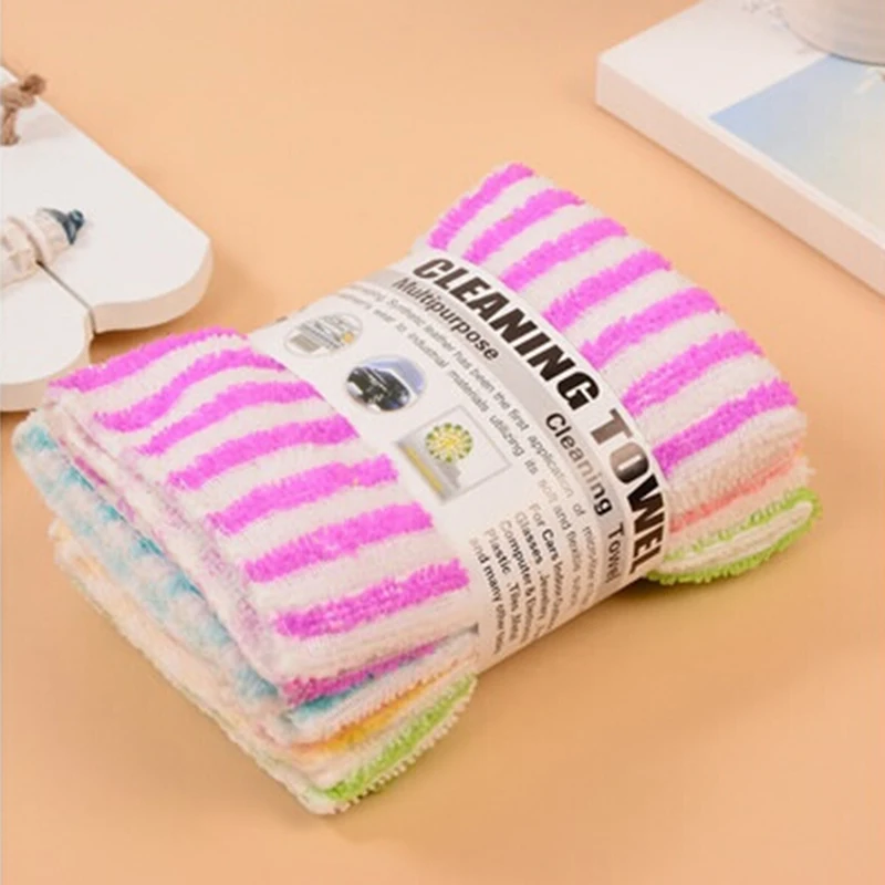 5pcs Microfiber Anti-grease Color Dish Cloth Fiber Washing Towel Kitchen Cleaning Wiping Rags Towel Pano De Prato